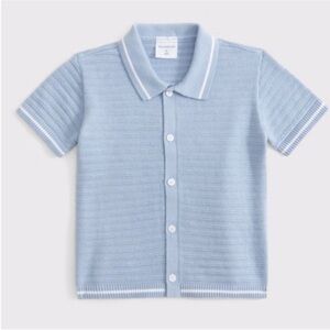 Abercrombie Kids Light Blue Knit Polo Cardigan for Kids, 13/14
